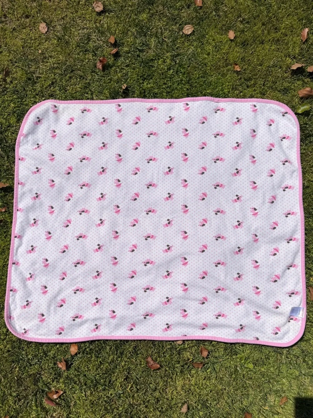 Gymboree Ballet Puppies Double Sided Pink Baby Blanket Pink Polkadots 2012 READ